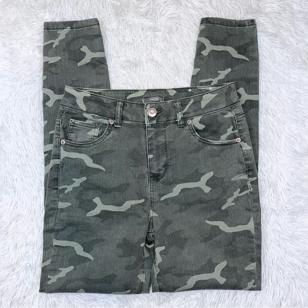 MAURICES High Rise Green Camo Skinny Jeans Medium Regular
